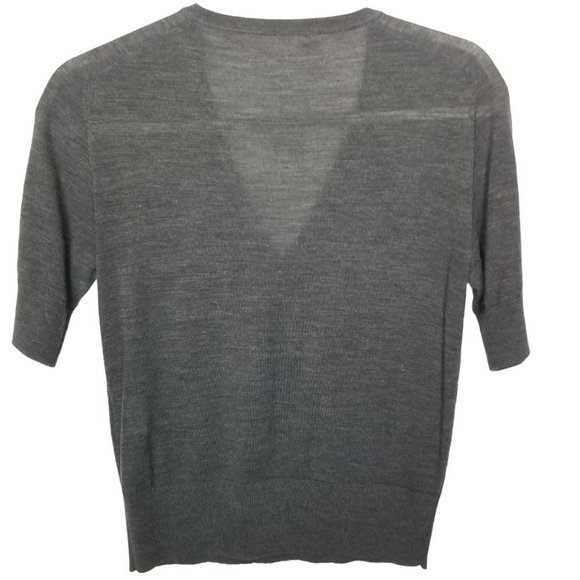 Womens XS Gray Wool Silk Blend Bow Front Detail V- - Picture 6 of 6